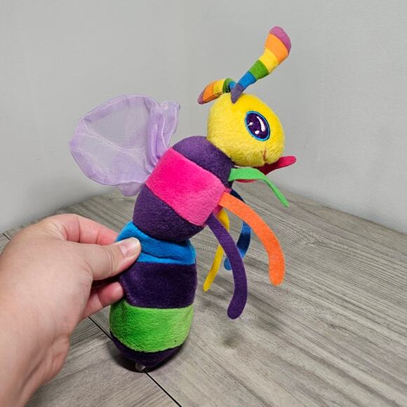 Vintage Lisa Frank Buzz Bee Beanie Baby Small Plush 8" Rainbow Fun Kawaii - Picture 5 of 7
